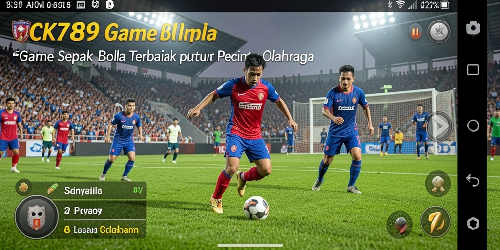 Tampilan gameplay mendebarkan dalam CK789, rabuan pemain dan aksi sepak bola nyata.