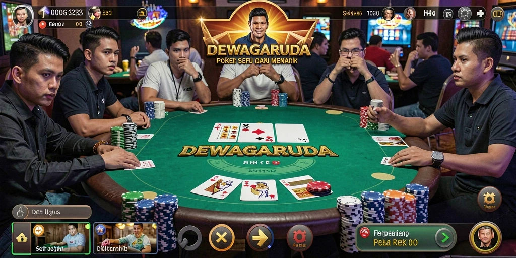 Tampilan menarik dari gameplay Poker di DEWAGARUDA.