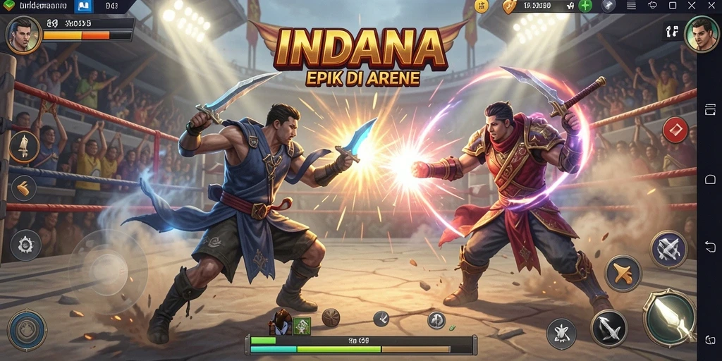 Screenshot menampilkan aksi bertarung intens dalam permainan INDAAA.