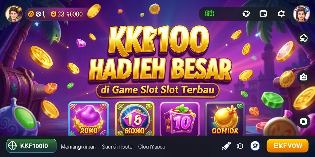 Screenshot gameplay KPK100 menampilkan gulungan yang berputar dengan simbol-simbol menarik.