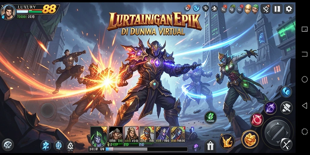 Screenshot gameplay LUXURY88 yang menampilkan pertarungan seru.
