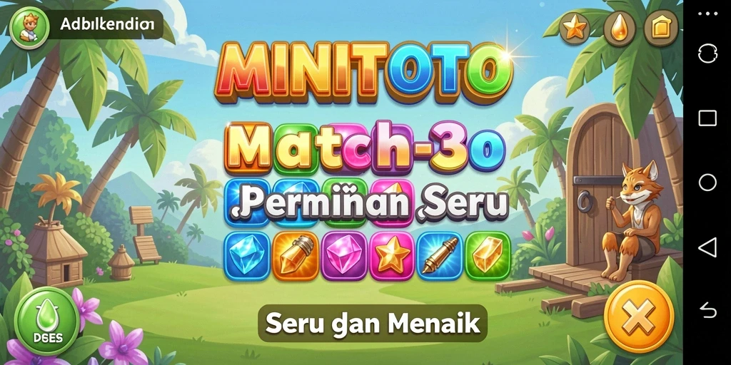 Tangkapan layar gameplay Match-3 yang menarik dan penuh warna.