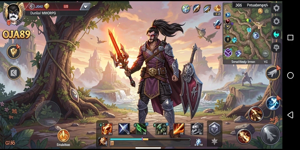 Screenshot menarik dari gameplay OJA89 yang menampilkan pertarungan seru dalam dunia MMORPG.