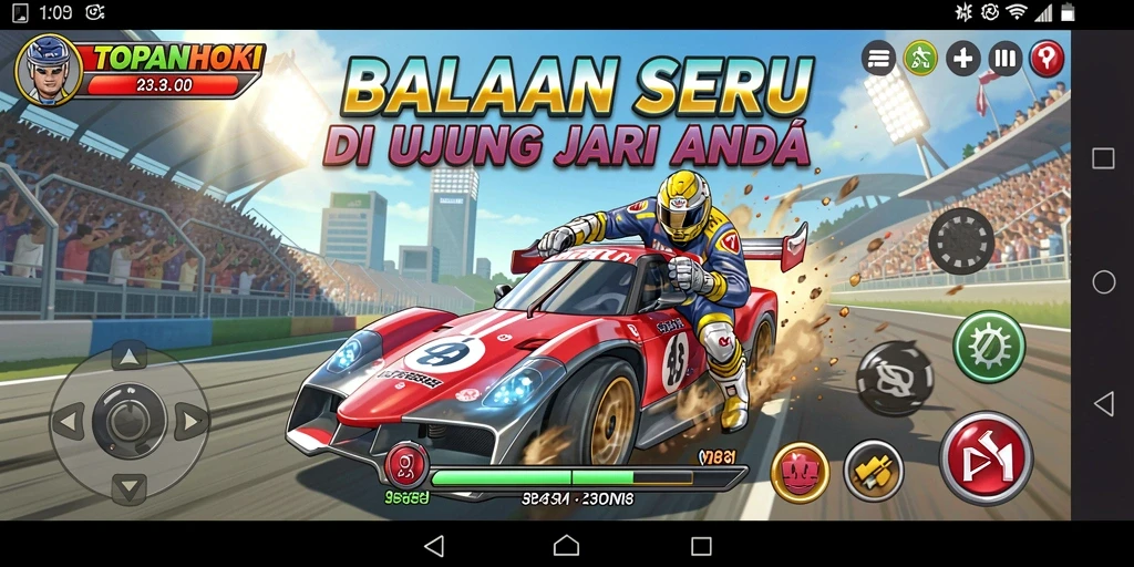 Gameplay seru di TOPANHOKI dengan berbagai mobil balap.